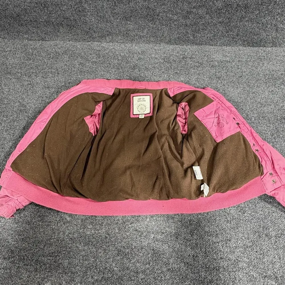 Gap Jacket Girls 14-16 Pink Down Puffer Snap Front Hooded Ski Winter Coat